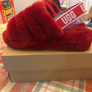 UGG Red Plush Slippers